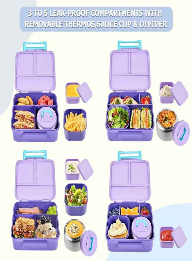 MAISON HUIS Bento Box for Kids with 8oz Soup Thermo, Leak-proof Lunch Food Containers with 5 Compartment, Insulated Lunch Bag & 17oz Stainless Steel Water Bottle for School, Trvael - Image 4