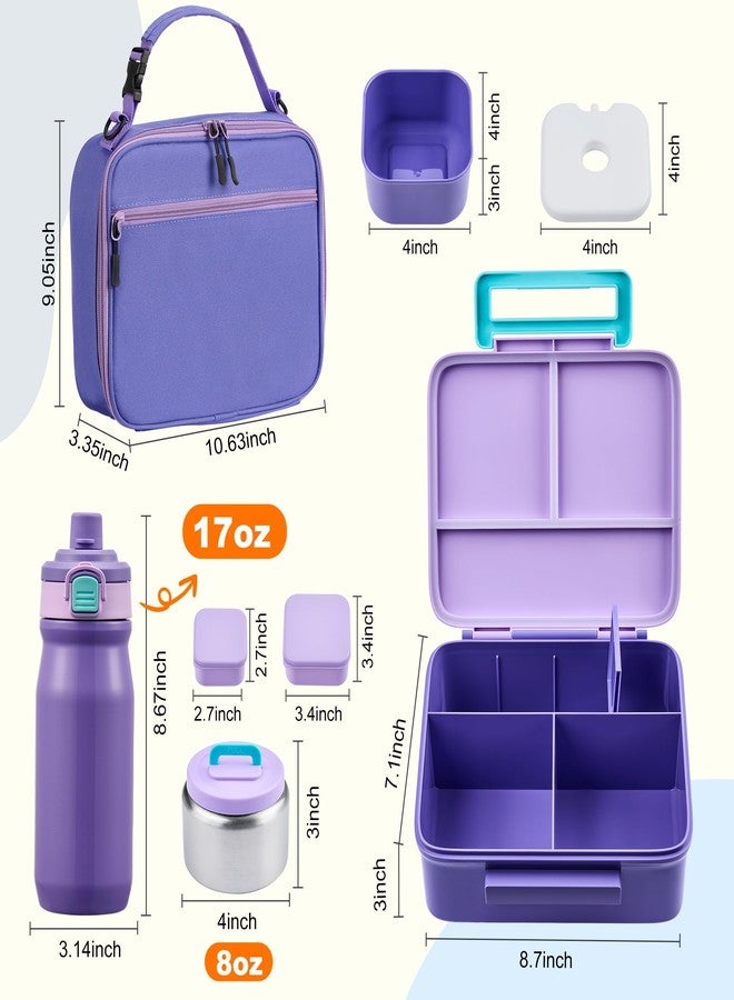 MAISON HUIS Bento Box for Kids with 8oz Soup Thermo, Leak-proof Lunch Food Containers with 5 Compartment, Insulated Lunch Bag & 17oz Stainless Steel Water Bottle for School, Trvael - Image 2