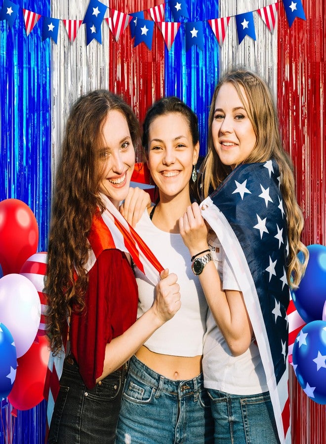 OHOME زينة أوهوم لعيد الاستقلال - شرائط خلفية عليها علم أمريكي | ديكور وطني ليوم الذكرى للاستخدام الداخلي والخارجي - إكسسوارات عيد الاستقلال للأبواب والجدران وهدايا الحفلات، عبوة من قطعتين - Image 2