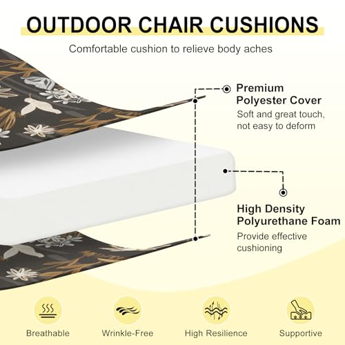 downluxe Outdoor Chair Cushions Set of 4 for Patio Furniture WaterResistant Patio Chair Cushions with Ties High Density Foam Outdoor Seat Cushion 17 X 16 X 2 Nightbird - Image 3