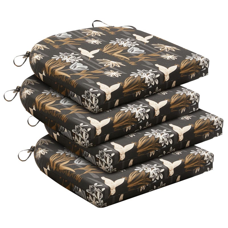 downluxe Outdoor Chair Cushions Set of 4 for Patio Furniture WaterResistant Patio Chair Cushions with Ties High Density Foam Outdoor Seat Cushion 17 X 16 X 2 Nightbird - Image 2