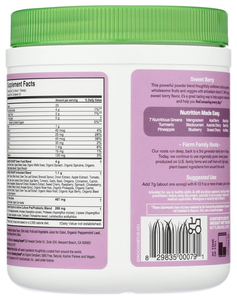 Amazing Grass Sweet Berry Antioxidant Superfood Powder, 7.4 OZ - Image 2
