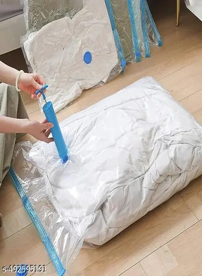 zedx Vacuum Storage Bags with Air Pump, 5 Pack, 80% Space Saving for Travel, Double-Layer Sealing Ziplock Bags - Image 2