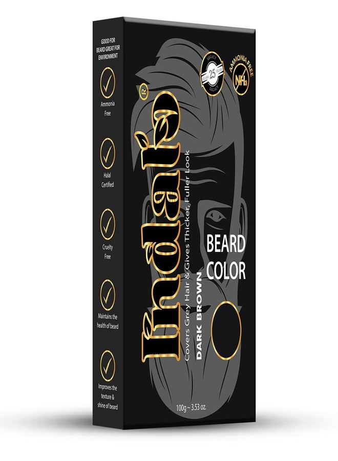 Indalo Dark Brown Beard Color | Long-Lasting, Ammonia Free Beard Color for Men with Natural Ingredients Like Amla, Brahmi, Shikakai - (100g) - Image 1