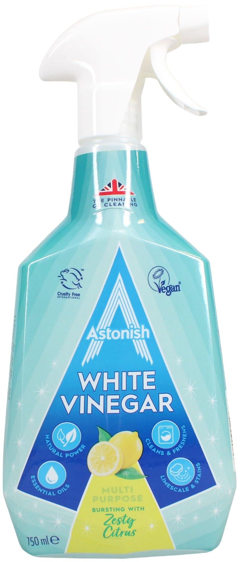 Astonish Multipurpose Cleaning Spray with White Vinegar, Powerful Cleaning for Surfaces, Zesty Lemon Scent, 750ml - Image 1