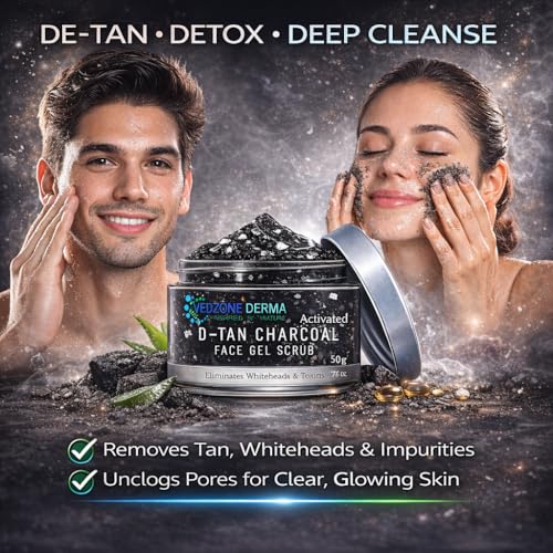 Vedzone Derma Activated Charcoal Face Scrub For Oily & Normal Skin - 50g | Deep Exfoliation Gel Scrub | Removes Impurities, Detoxifies, Brightens & Smooths Skin Naturally | Gentle Daily Use - Image 2