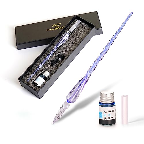AOKUY Glass Dip Pen Set,Calligraphy Pen,Crystal Signature Pen for Art, Writing, Signatures -Decoration and Business Gift - Image 1