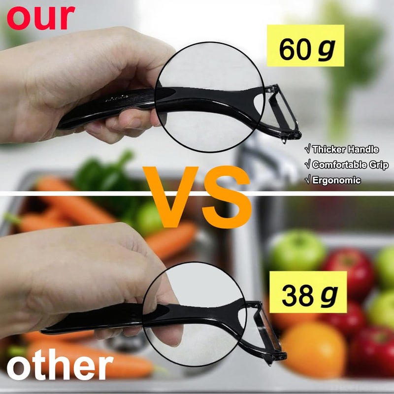 Marouom Premium Vegetable Peeler Set â€“ Ultra Sharp Stainless Steel Blades with Non-Slip Ergonomic Handles for Easy Potato, Fruit & Veggie Peeling (2PCS) - Image 3