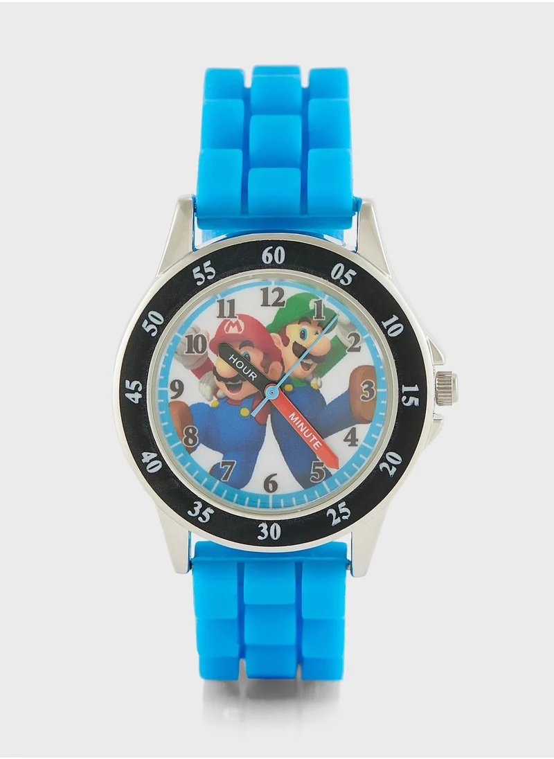 Super Mario Super Mario Boys Time Teacher Watch Multicoloured Silicone Strap, GSM3044
