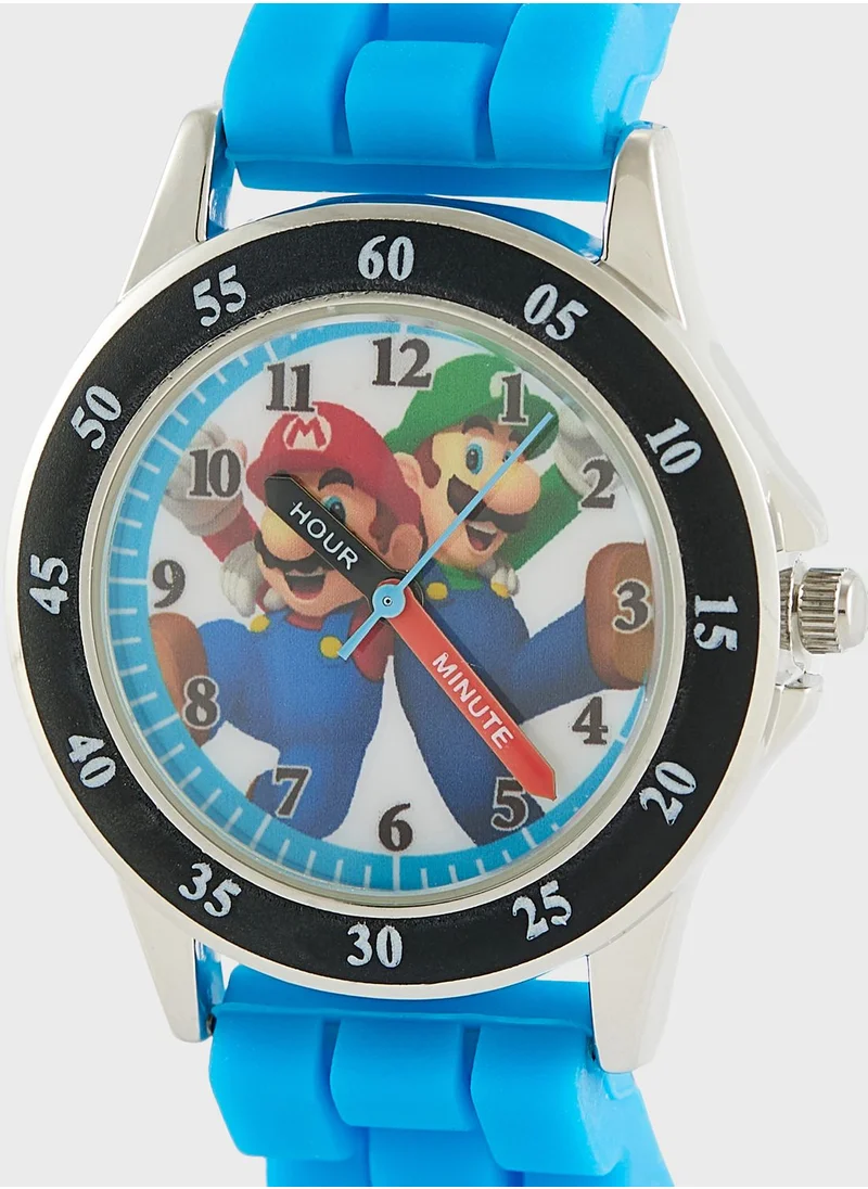 Super Mario Super Mario Boys Time Teacher Watch Multicoloured Silicone Strap, GSM3044