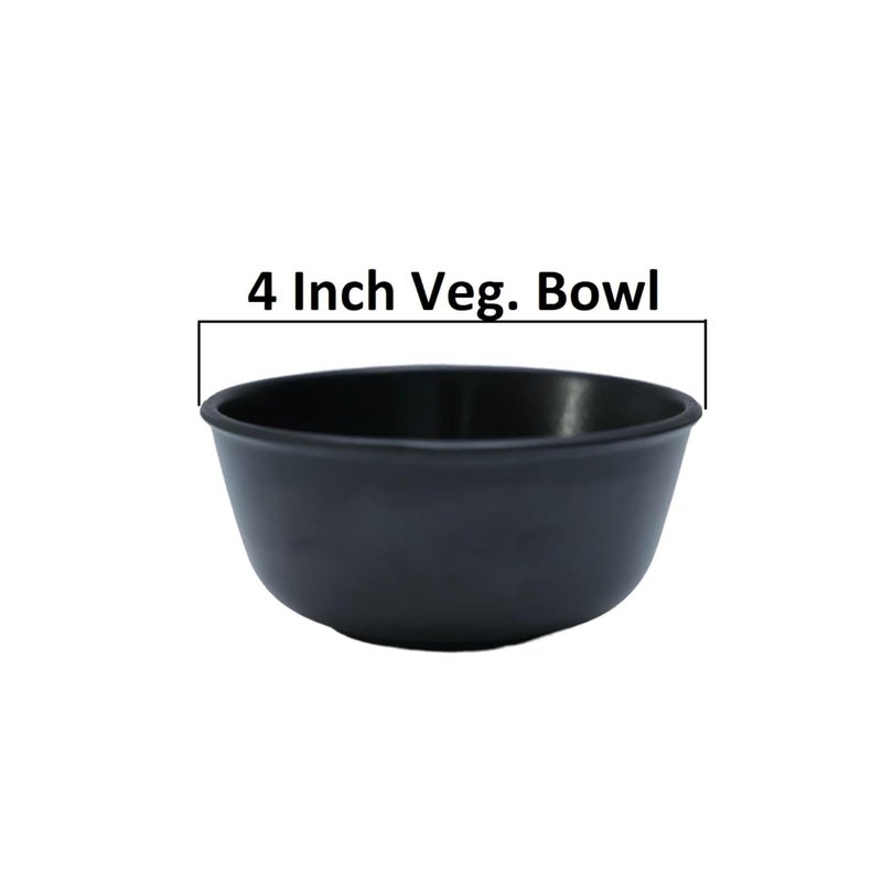 Amar Industries Melamine Veg Bowl Matte Black Spiral Design Elegant Unabreakable Durable Stylish Set of 6 - Image 4