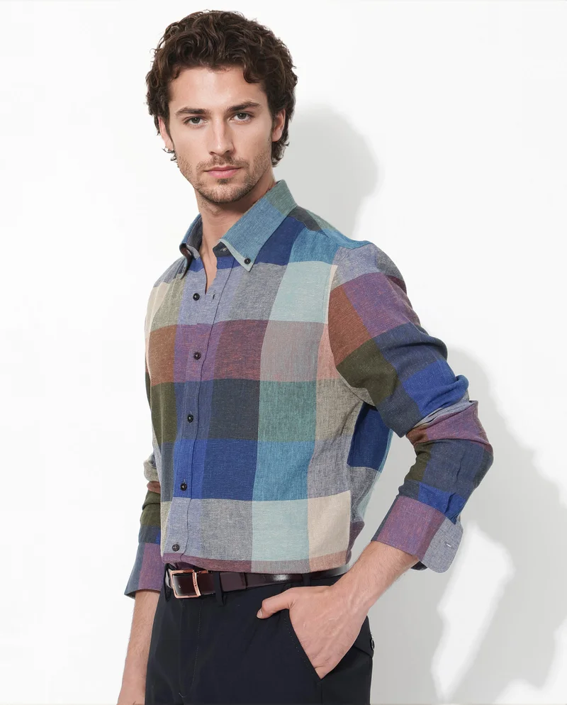 Rare Rabbit Men's Multi Colored Cotton Check Shirt