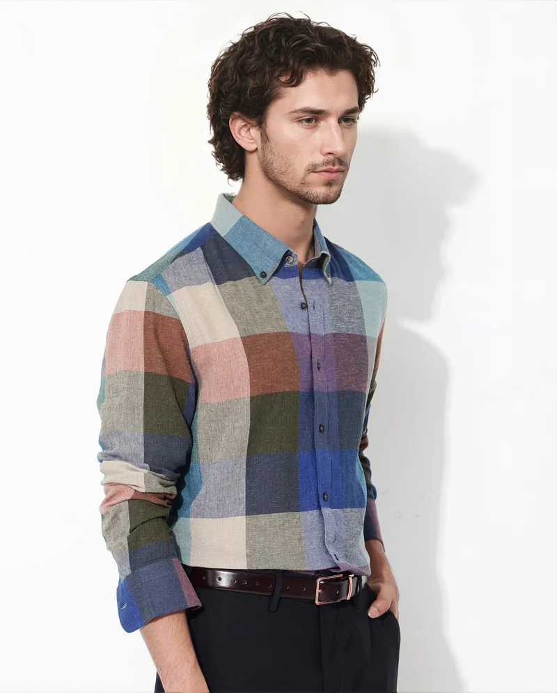 Rare Rabbit Men's Multi Colored Cotton Check Shirt