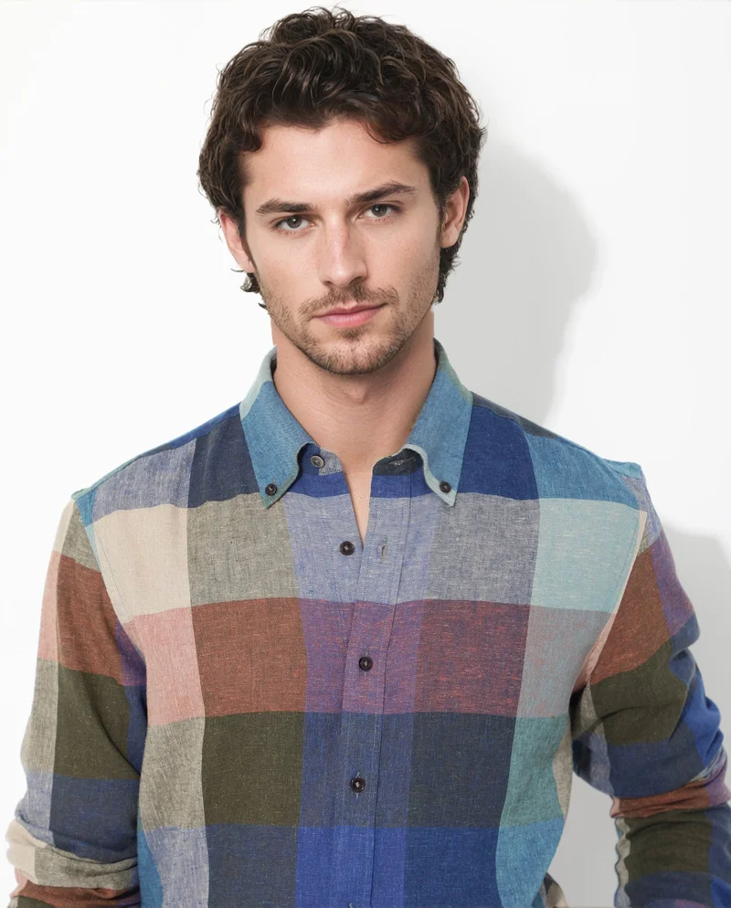 Rare Rabbit Men's Multi Colored Cotton Check Shirt