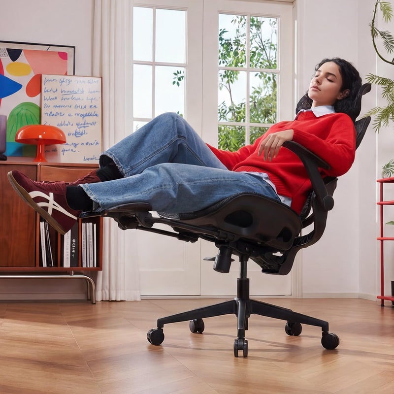 SIHOO B100 Office Chair with Footrest, Comfy Ergonomic Office Chair, High Back Computer Chair with Adaptive Lumbar Support & Wide Headrest, Flip-up Armrests for Long Hours,Dark Black - Image 1
