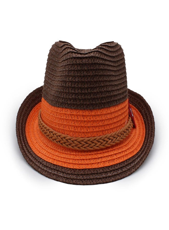VRITRAZ Kids Hat, Summer Fashion Straw Bucket Cap, Suitable for 3-12 Year (Brown) - Image 1