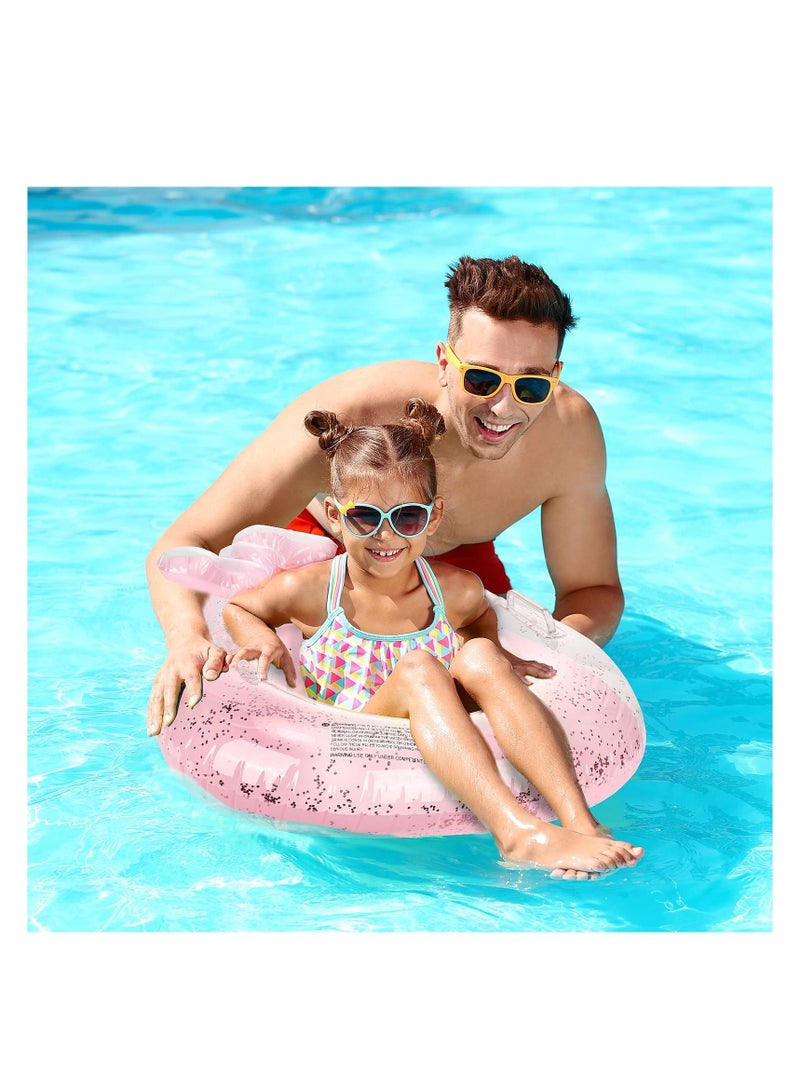 واي آند دي Inflatable Pool Float Tubes, Animal Cartoon Shape Swimming Rings Thicken PVC Flotation Swim Ring with Handle Beach Party Supplies for Children (White Cat Pink Rabbit 2 Pack) - Image 5