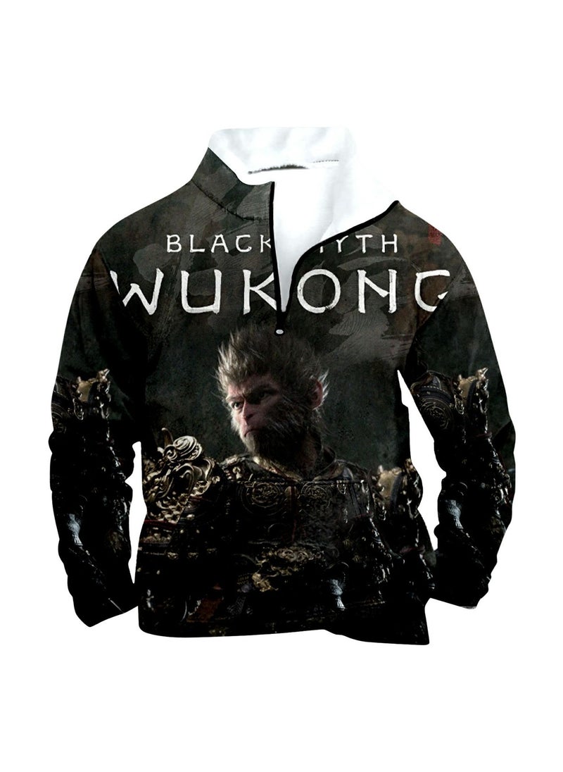 MQD Black Myth Wukong Woolen Collar Hoodie Standing Collar Half Zipper Round Collar Hoodie 