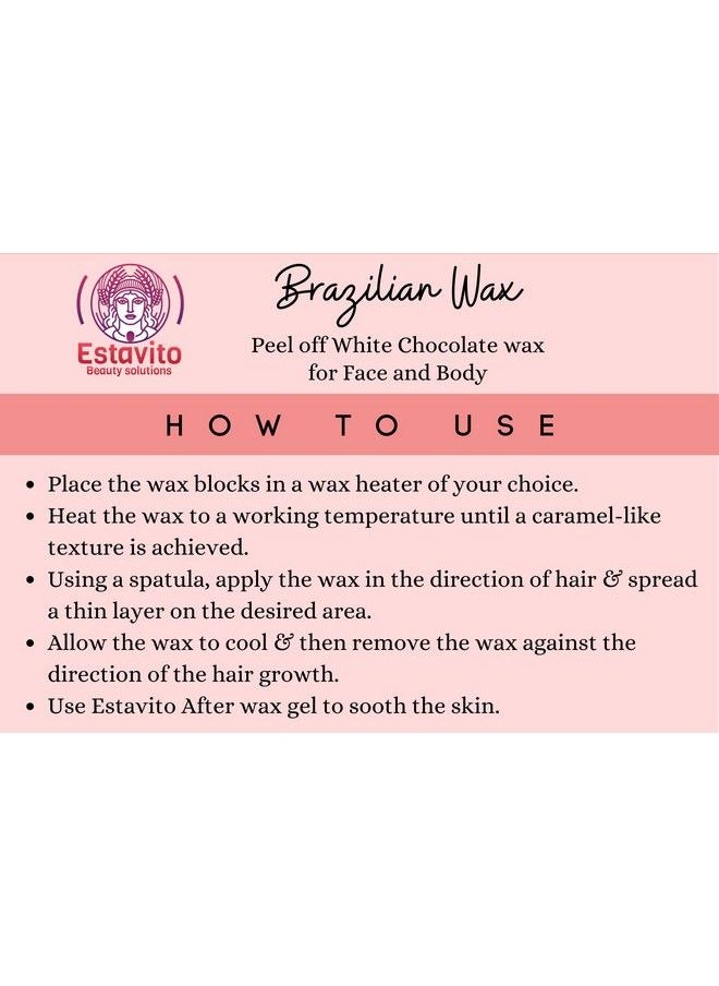 ESTAVITO - Brazilian White Chocolate Stripless Wax 500Gms ; Facial Hair Removing Wax ; For Face Upper Lips And Chin ; Get Smooth & Soft Skin ; - Image 1