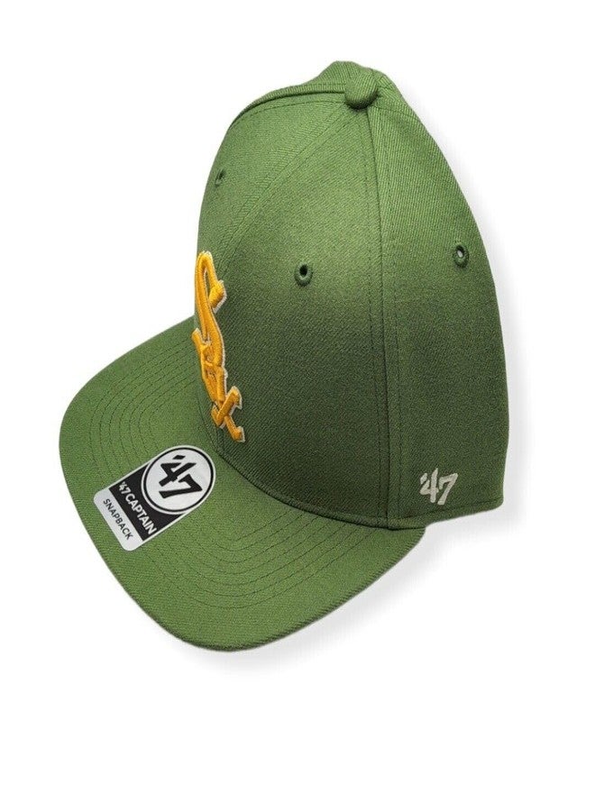47 '47 Brand Fatigue Green ASG Sure Shot Captain Adjustable Cap - MLB, Structured Flat Bill Baseball Hat, Green, One size - Image 3