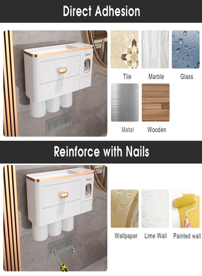 أي هاف حاملات فرش الأسنان من آي هاف للحمامات - حامل فرش أسنان جداري مطور مع موزع معجون أسنان - 3 أكواب - Image 4