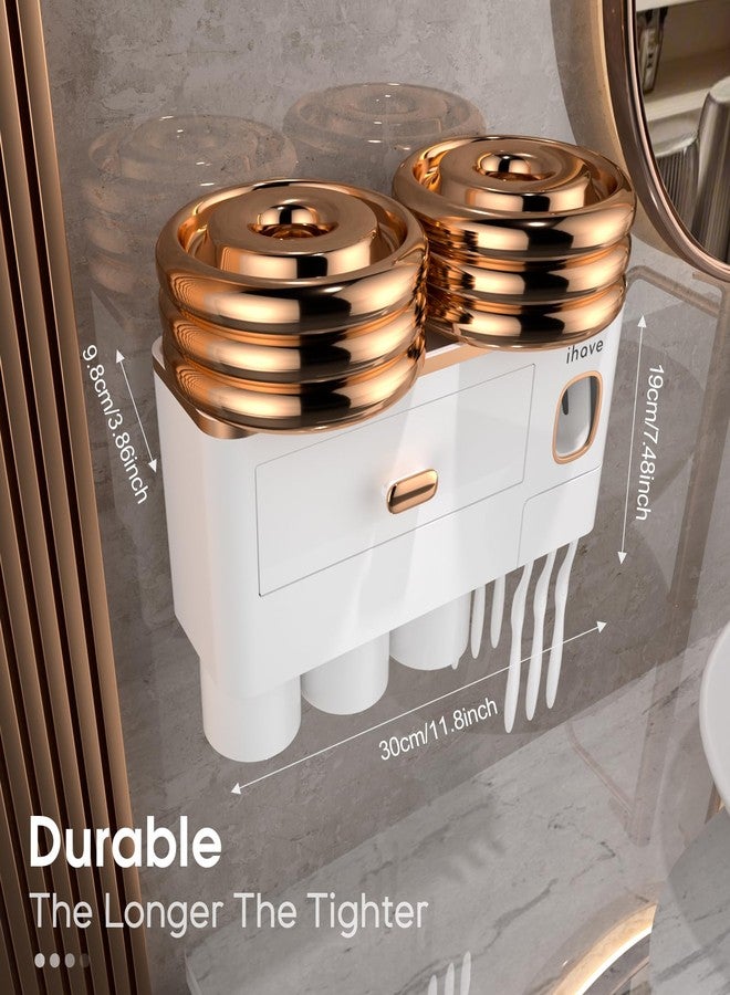 أي هاف حاملات فرش الأسنان من آي هاف للحمامات - حامل فرش أسنان جداري مطور مع موزع معجون أسنان - 3 أكواب - Image 5