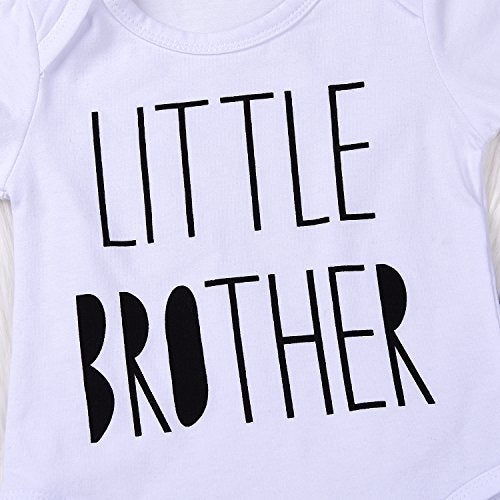 MEKILYN 3Pcs Baby Boys Little Brother Camouflage Romper Tops+Pants Leggings+ Hat Outfits Set (White&camouflage, 0-6m(Tag70)) - Image 4