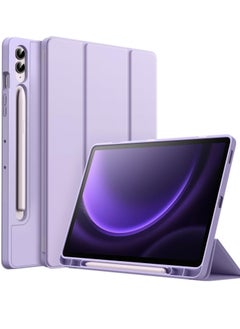 ELTRAZONE ELTRAZONE Case for Samsung Galaxy Tab S9 FE+ / S9 FE Plus 12.4-Inch – Soft TPU Tri-Fold Stand Protective Cover with S Pen Holder, S Pen Charging Support, Auto Wake/Sleep (Light Purple) 