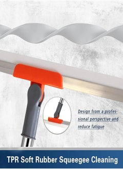 DMG TECH Floor Cleaning Brush Shower Cleaning Brush Rubber Silicone Broom with Extension Rod for Bathroom Floor Shower Brick Glass  - Image 2