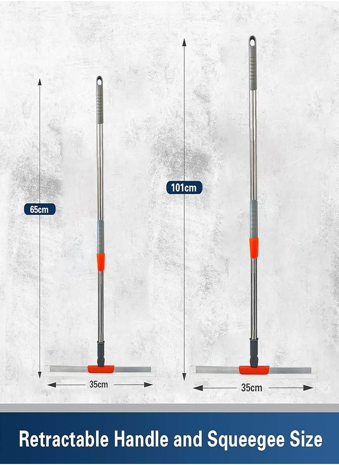 DMG TECH Floor Cleaning Brush Shower Cleaning Brush Rubber Silicone Broom with Extension Rod for Bathroom Floor Shower Brick Glass  - Image 4