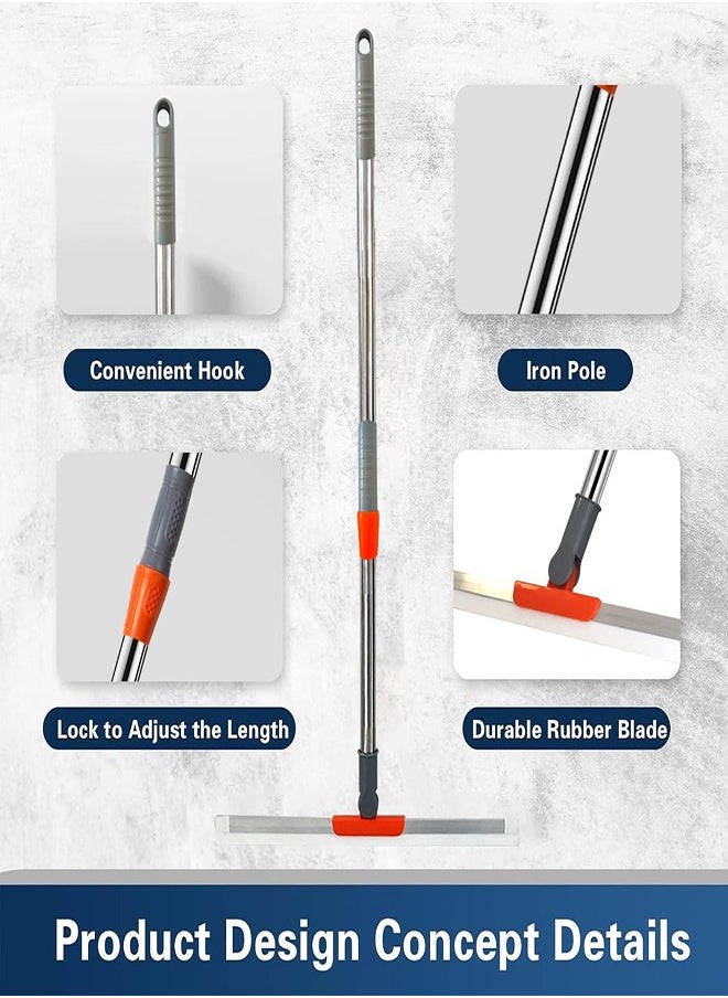 DMG TECH Floor Cleaning Brush Shower Cleaning Brush Rubber Silicone Broom with Extension Rod for Bathroom Floor Shower Brick Glass  - Image 3