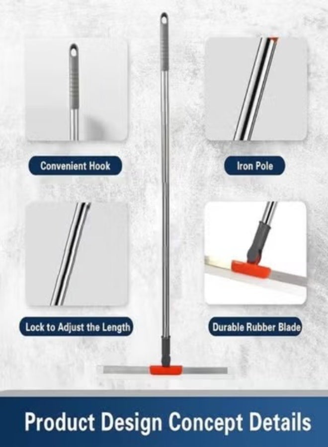 DMG TECH Silicone Bathroom Squeegee with Extendable Rod | 14" Small Floor & Glass Wiper for Shower, Mirror & Tight Spaces – UAE Cleaning Tool - Image 2