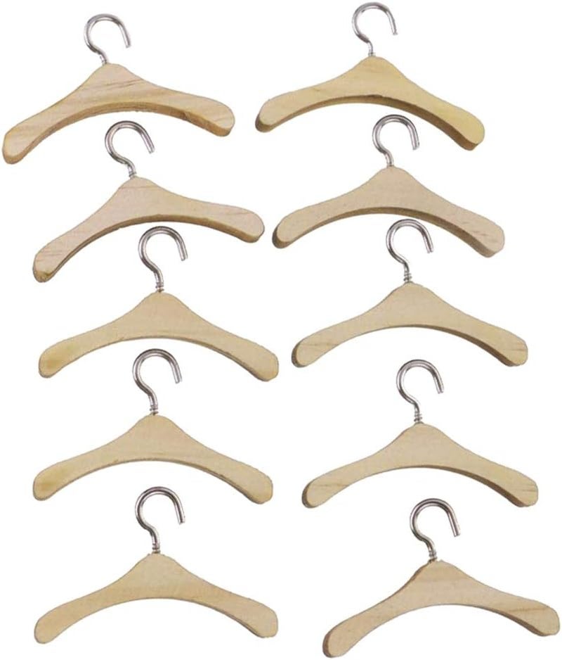 كلاراكو علاقات ملابس خشبية لبيت الدمى، مناسبة لدمى SD1/4 وSD1/6، مصنوعة من الخشب، بطول 6 سم. - Image 2