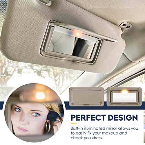 PetMigo Right Passenger Side Sun Visor with Light Fit for Nissan Altima 2013 2014 2015 2016 2017 2018, Without Sunroof Replaces for 96400-3TA2A Beige - Image 4