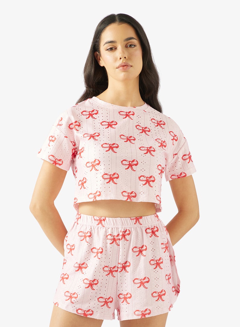Ginger Bow Print T-hirt & Shorts PJ Set - Image 3