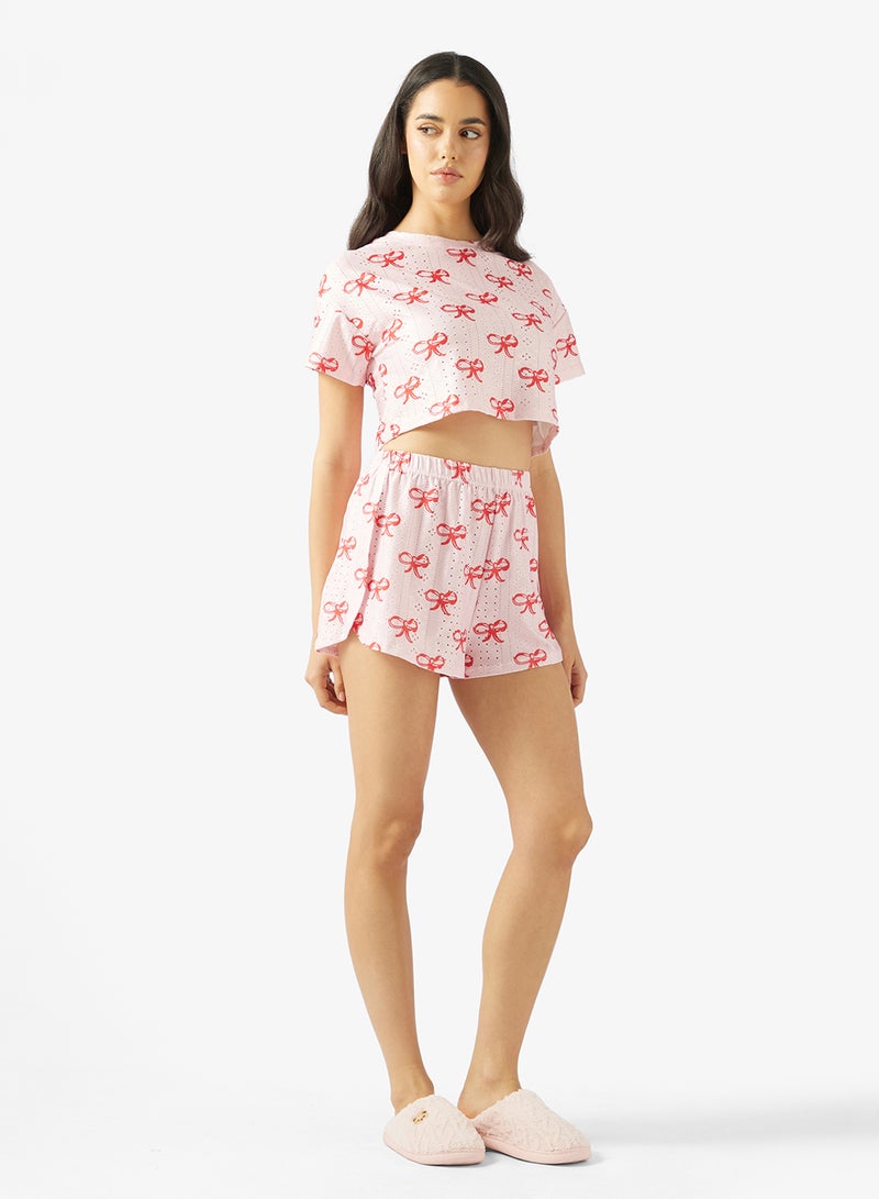 Ginger Bow Print T-hirt & Shorts PJ Set - Image 5