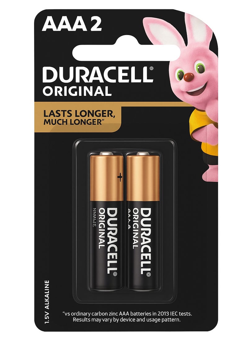 Duracell Original AAA BATTERIES 1.5V ALKALINE Pack of 2  - Image 1