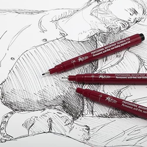 Acurit Waterproof Technical Pens - Professional Waterproof Technical Pen, Rich Blank Ink, Acid-Free, Light Fast, for Sketching, Drawing, CAlligraphy, & More! - [6-Pack - Assorted Sizes] - Image 5