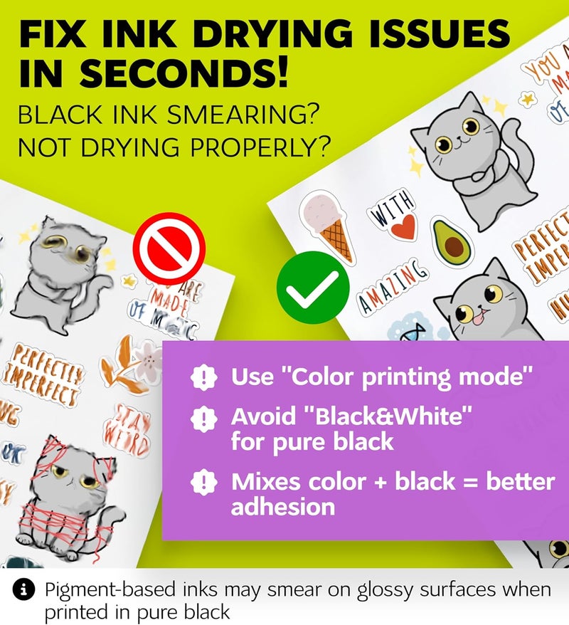SMALL SMILE Premium Printable Vinyl Sticker Paper for Inkjet Printer and Laser - 20 White Matte Sticker Paper Waterproof - Durability Adhesive Paper 8.5 x 11, Fast Dry, Holds Ink Well, Great for Cutting Machines - Image 3