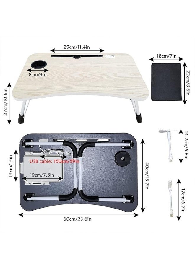 Foldable Laptop Desk Bed Tray with Storage Drawer Cup Holder and USB Port, Multi Function Lap Desk for Working Reading and Study - Image 5