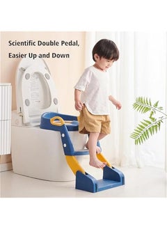 Gonice Kids Potty Training Seat, Foldable Toilet Seat, 3-in-1 Potty Training Seat, Toilet Seat with Non-Slip Ladder, Foldable Toddler Toilet Seat, for Baby Kids Boys Girls, Potty Seat Potty-Blue  - Image 3