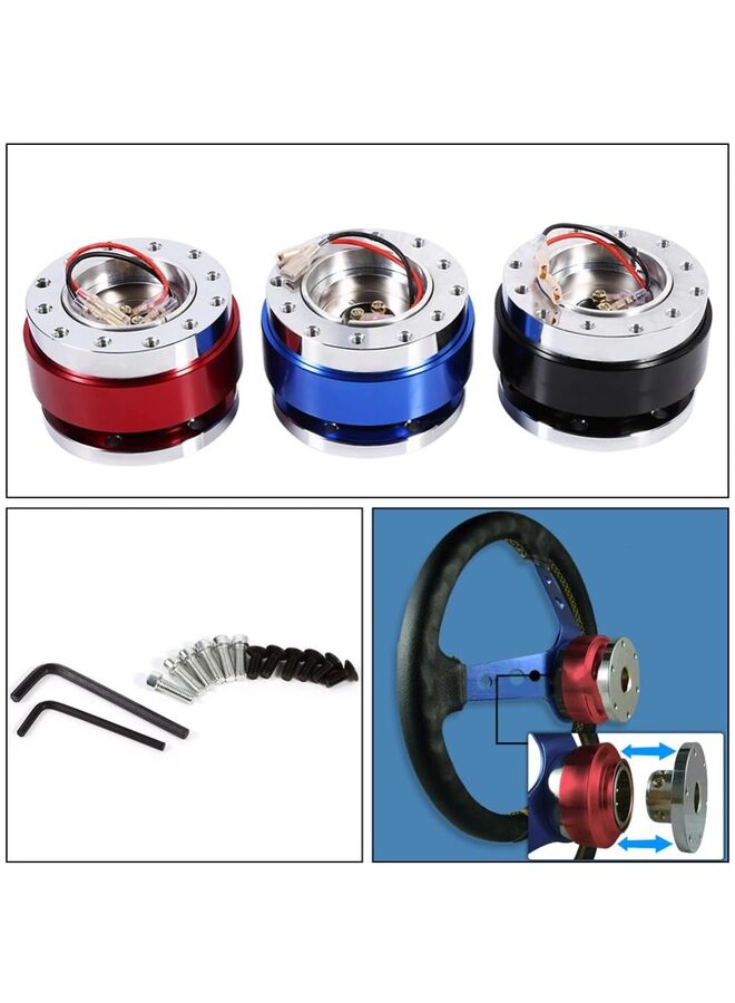 Steering Wheel Quick Release, 6 Hole Universal Car Steering Wheel Quick Release Adapter Snap-On Steering Wheel Quick Release Tool (Blue) - Image 2