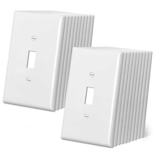 CML Hardware CML Jumbo Toggle Light Switch Wall Plate 20 Pack Oversized Light Switch Covers 1Gang Large Switch Plate Cover OverSize 55 x 35 Unbreakable Polycarbonate Gloss White ETL Listed - Image 1