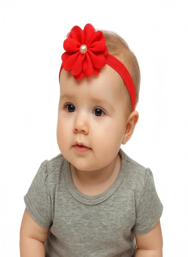 SYGA Baby Flower Pearl Hairband & Shoes Set Soft, Comfortable Fit for Ages 3-18 Month-old's Ideal for Newborns & Toddlers(Red) - Image 3