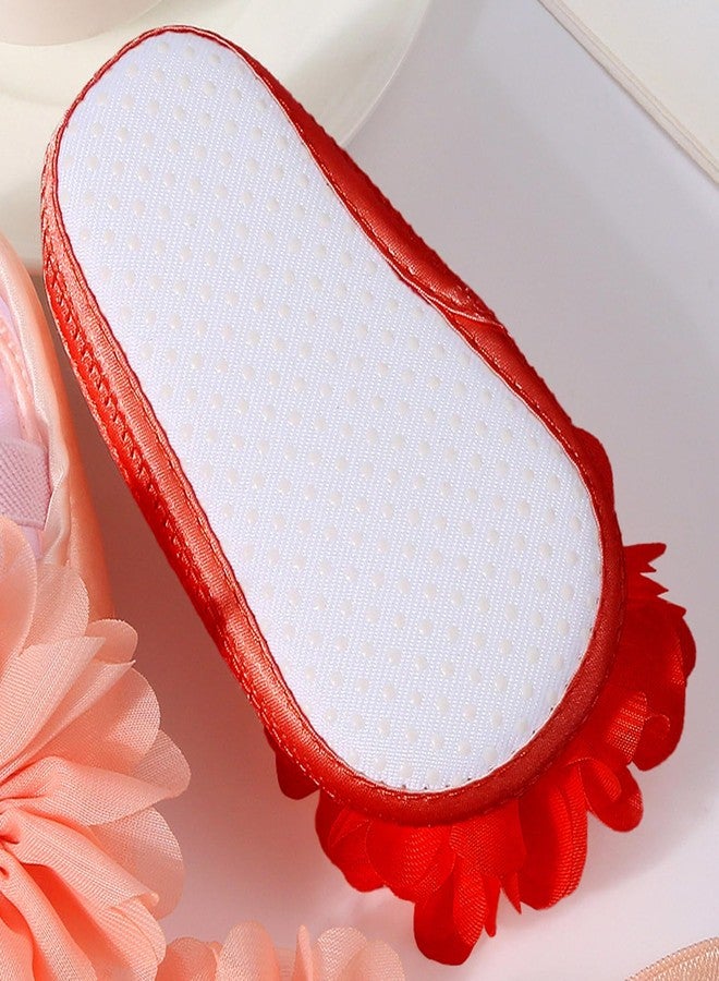 SYGA Baby Flower Pearl Hairband & Shoes Set Soft, Comfortable Fit for Ages 3-18 Month-old's Ideal for Newborns & Toddlers(Red) - Image 5