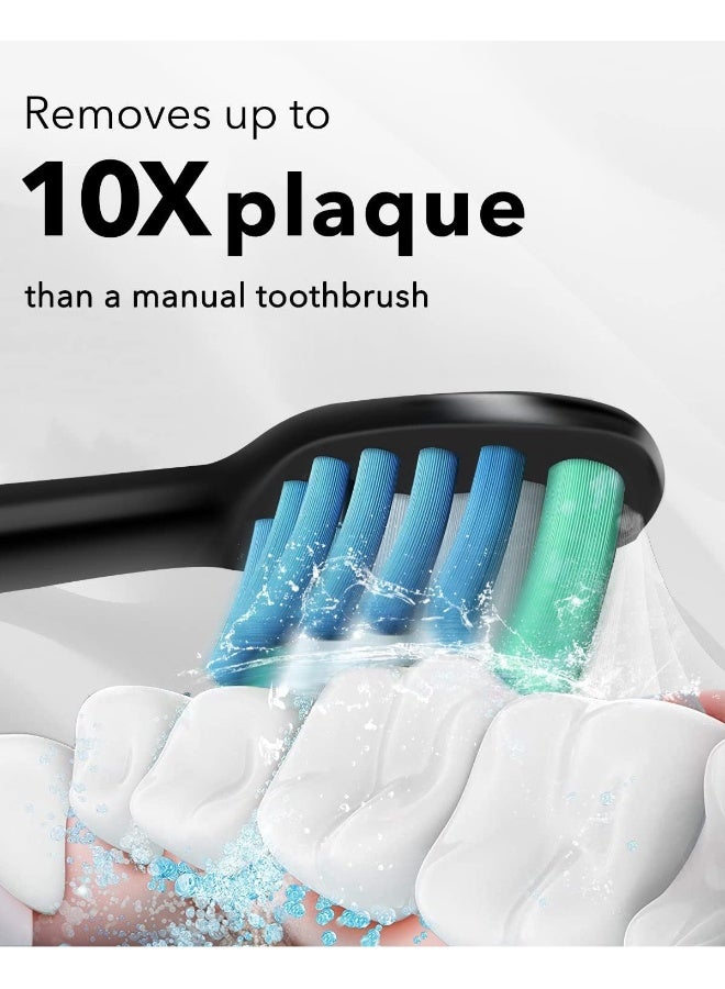 MySmile UC605 Electric Toothbrush for Adults Rechargeable Sonic Electronic Toothbrush with 6 Brush Heads and Travel Case 2 Mins 5 Modes Smart Timer 48000VPM Black - Image 2