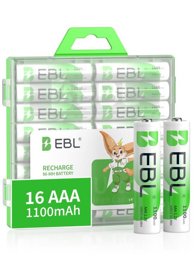 EBL Rechargeable AAA Batteries (16-Counts) Ready2Charge 1100mAh Ni-MH Battery - Image 1