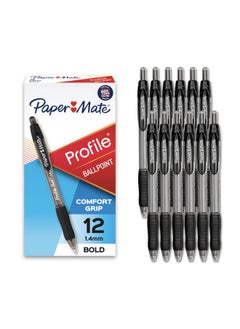Paper Mate Profile Retractable Ballpoint Pens, Bold Point (1.4Mm), Black, 12 Count  - Image 1