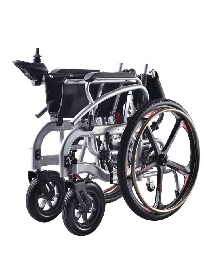 Cool Baby Portable Folding Electric Wheelchair 24inch Magnesium Alloy Rear Wheel Front Wheel with Shock Absorption Electric Wheelchair for Adults Electric Wheelchair For The Elderly - Image 4