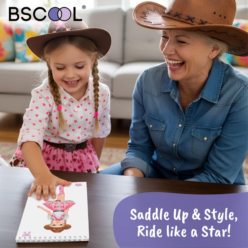 BSCOOL Sticker Dress up Books - Sticker Activity Book for Kids. Learn Girls Fashion Design with Stickers and Guides for Kids 5 and up. Little Designer Creativity Book. (Sticker Dress Up Cowgirl) - Image 3